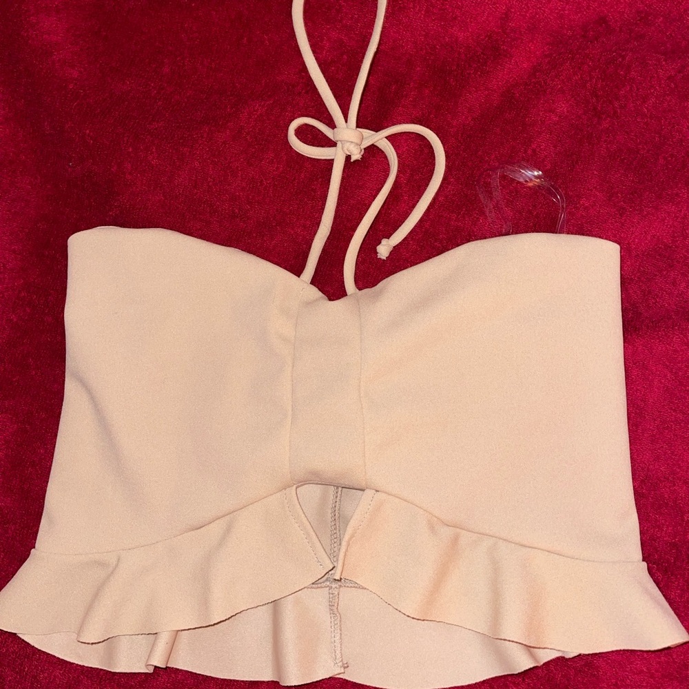 Super cute light beige super super short crop top from Top Chic, size S